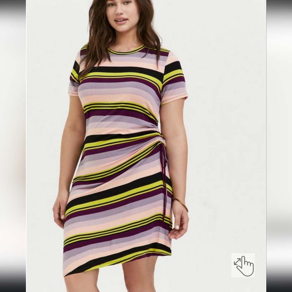 TORRID Mini Jersey Multi Striped Tee Shirt Dress Sz00 Bodycon Rayon-Spandex - Picture 14 of 14